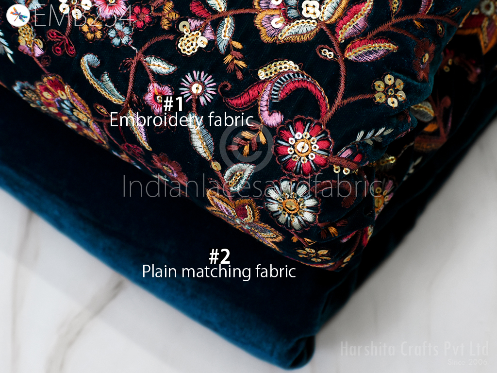 Embroidered Velvet Fabric, Embroidered Fabric Yard