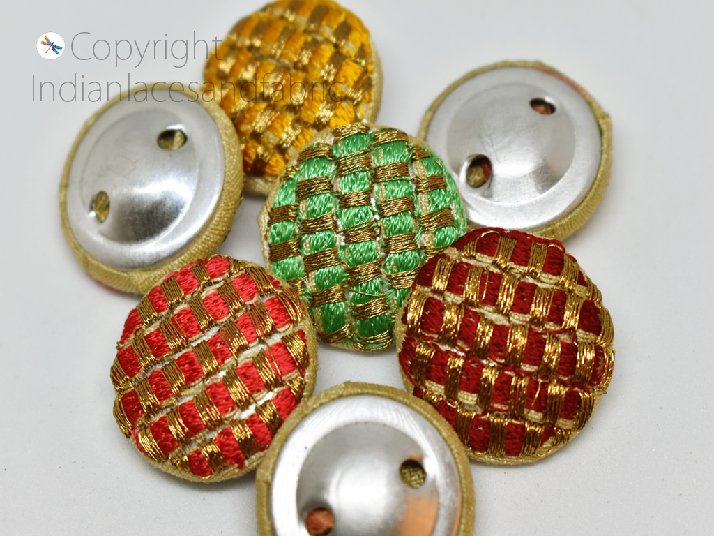 12 Pieces Zardozi Button Handcrafted Decorative Indian Embroidered
