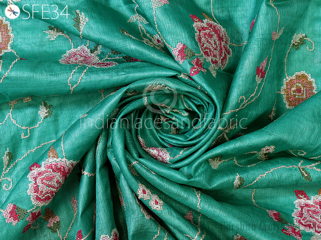 Indian Embroidered Fabric, Lace Work Fabrics, Indian Textile, Boho Decor,  Bridal Sewing Supply, Zari Fabric 38w 