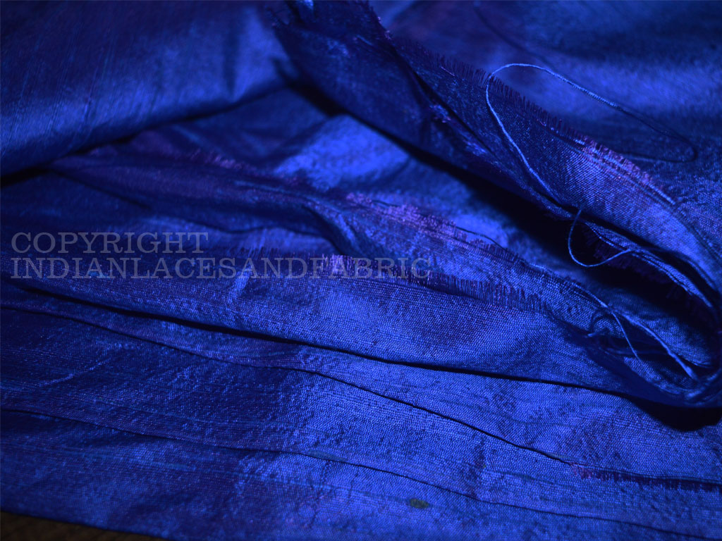 44 Wide - Royal Blue Dupioni Silk, 100% Silk Fabric, by The Yard
