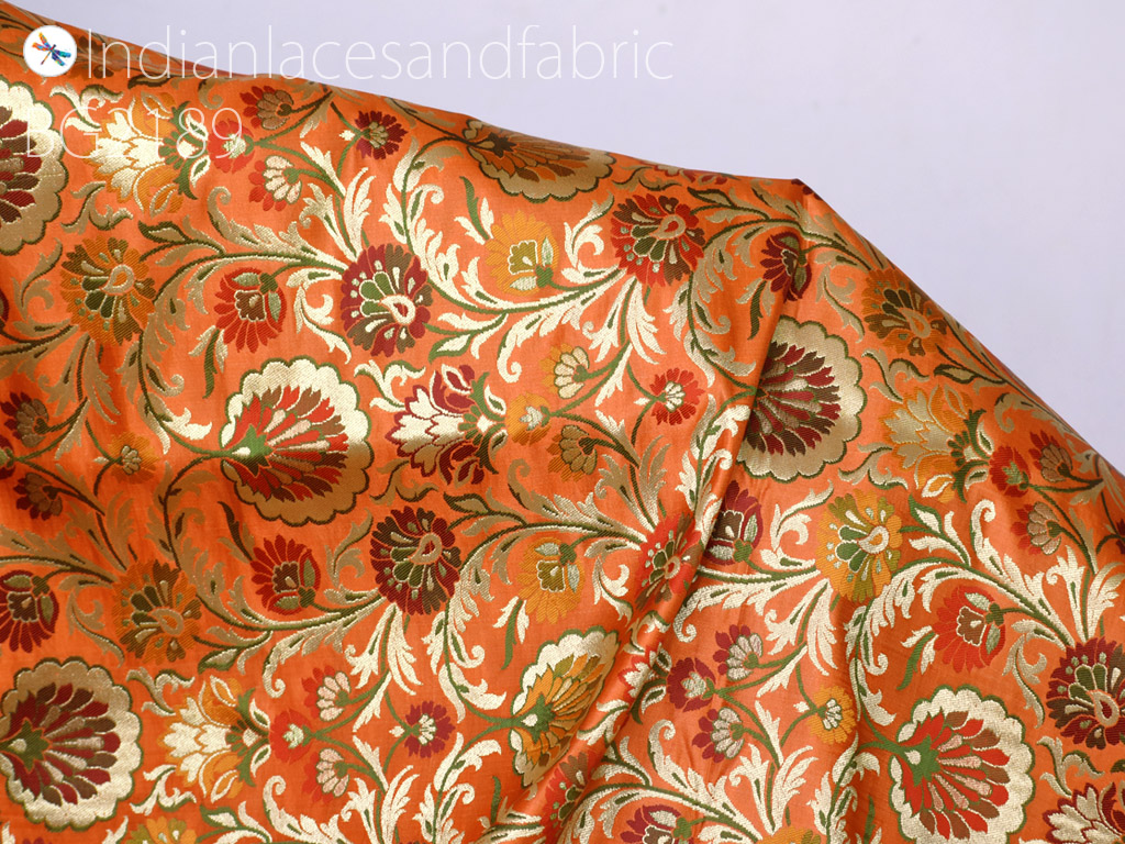 Brocade Art Silk Fabric Sewing Crafting For Upholstery & Home
