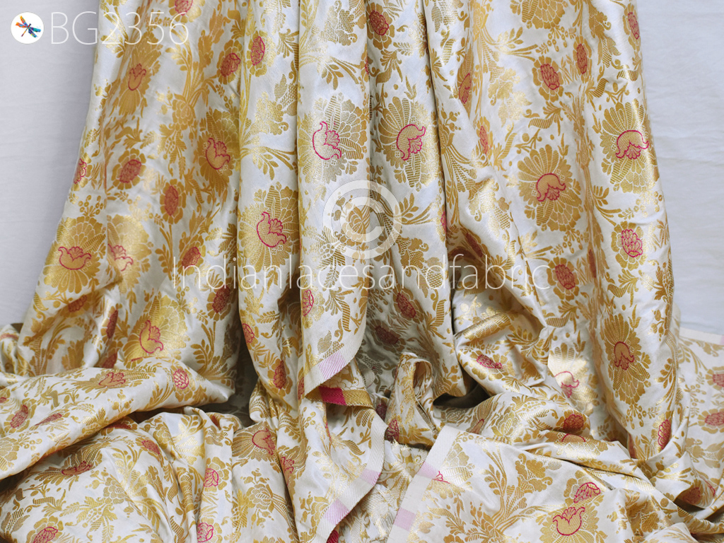 Kafoori ivory Banarasi cotton silk lehenga with peplum blouse and