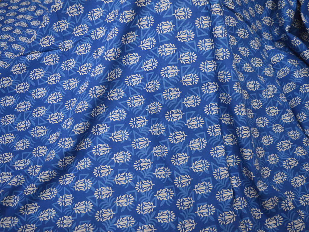 Pure Soft Cotton Fabric in Blue and white