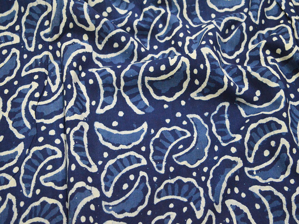 Indigo Blue Hand Block Printed Fabric Sewing Yard