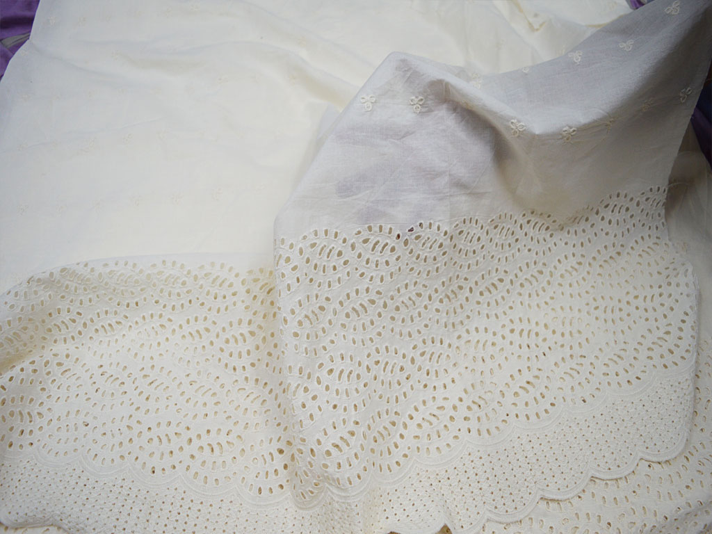 White Eyelet Fabric Dye-able Embroidered Eyelet Cotton Fabric