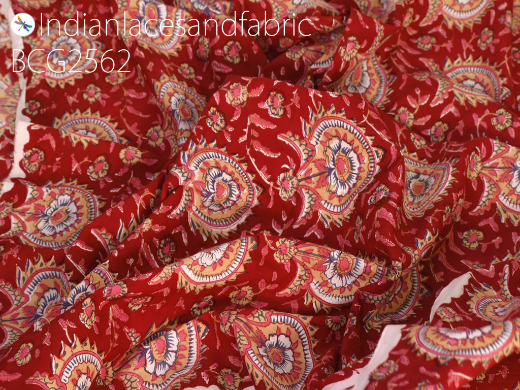 New Floral Print Block Print Fabric, Indian Hand Block Print Fabric, Indian  Cotton Fabric by the Yard, Handmade Fabric, Sewing Fabric 