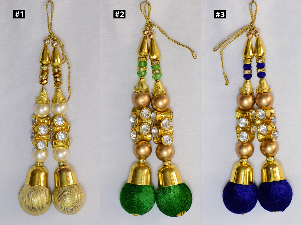 1 Pair Beaded Tassels Indian Decorative Wedding Lehenga Dress Blouses Beads Embellishment Crafting Sewing Clothing Accessories Bridal Latkan