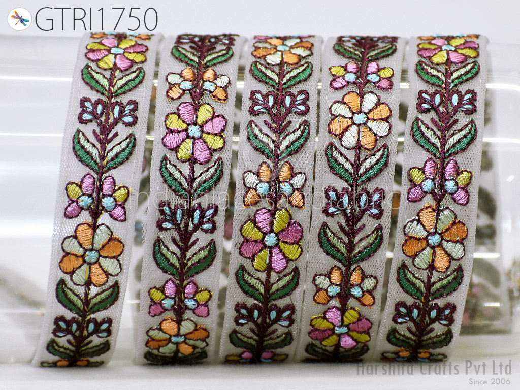 Purple Embellished Fabric by the Yard Embroidered Indian Fabric