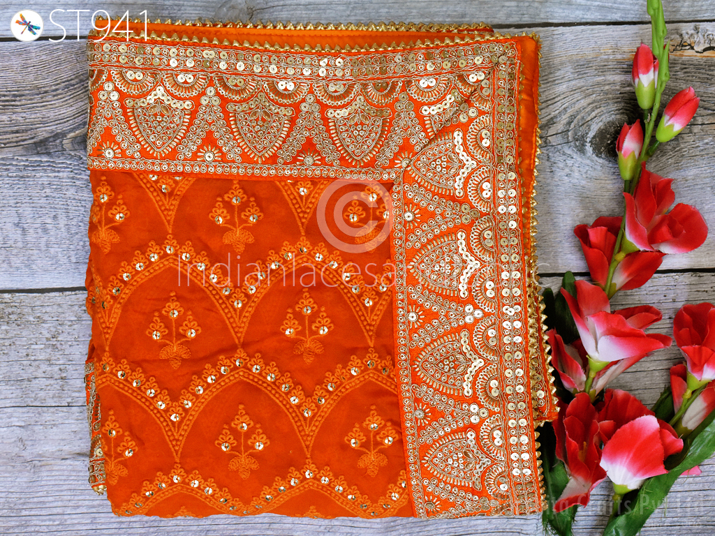 Buy Desirable Orange Silk Designer Lehenga with Net Dupatta at best price -  Gitanjali Fashions